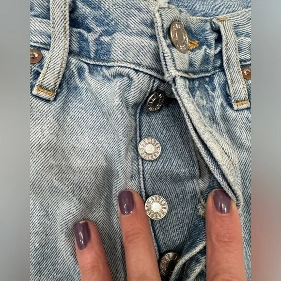 Agolde Parker Vintage Cutoff Shorts Button Fly Distressed in swampmeet size 26 - Picture 8 of 10